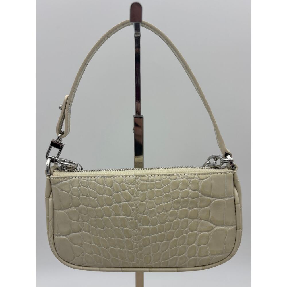 by FAR Mini Rachel Shoulder Bag Cream Crocodile Embossed Leather Chain Strap - Picture 13 of 13